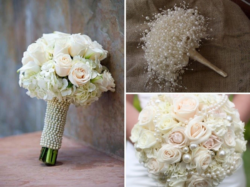 pearl wedding flower bouquets