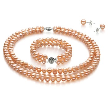 Set von rosa Perlenschmuck