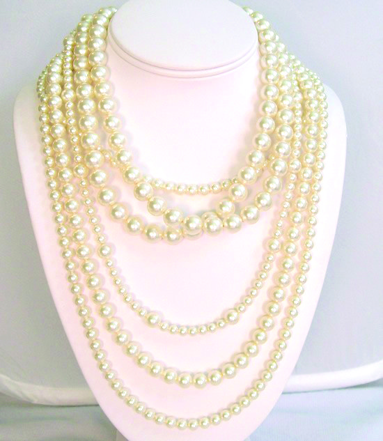 6 strand pearl necklace, layered