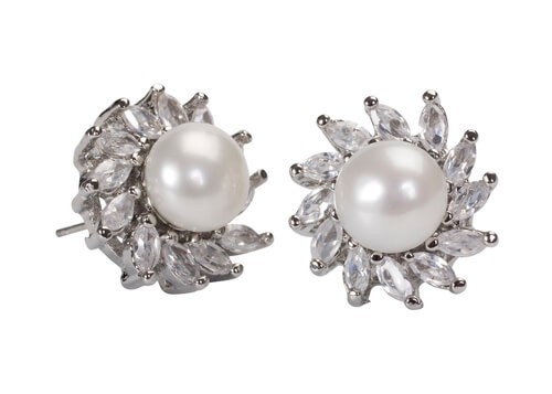 diamond pearl stud earrings