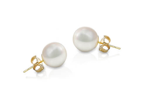 white pearl stud earrings
