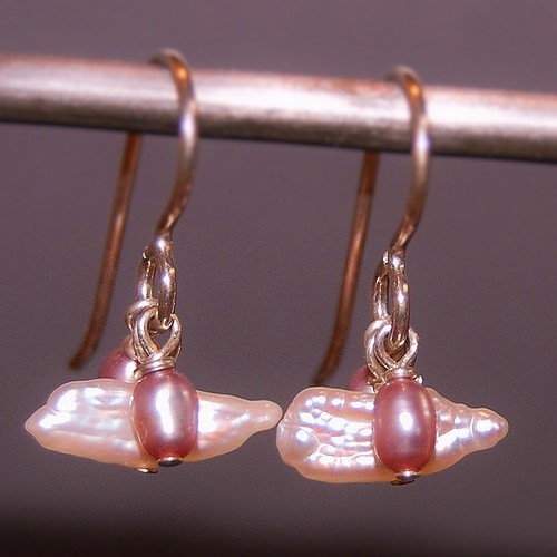 pink Baroque pearl earrings