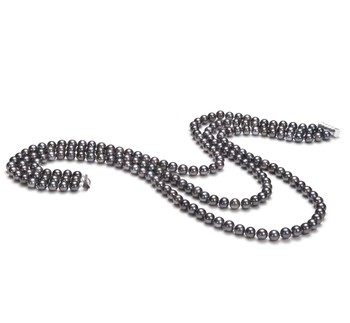 Black freshwater multi strand pearl necklace