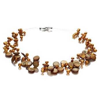 Champagne freshwater multi strand pearl necklace