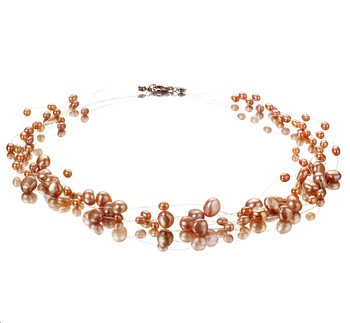 Illusion pink freshwater multi strand pearl necklace