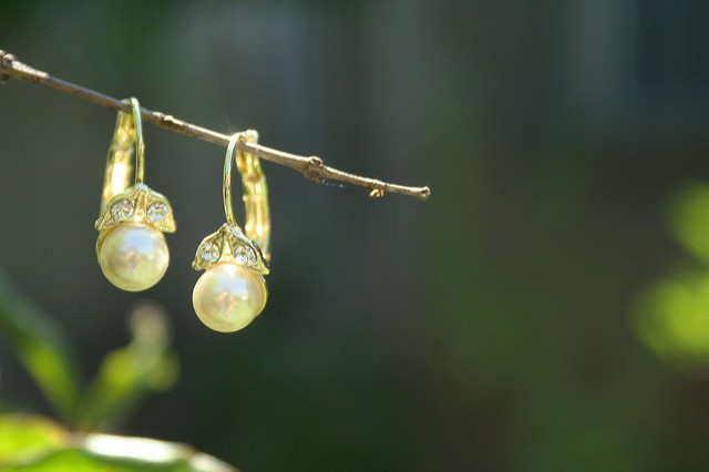 White pearl earrings
