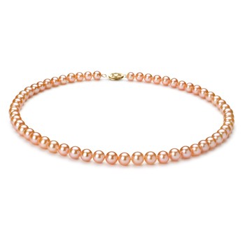 wearing a pearl necklace pink