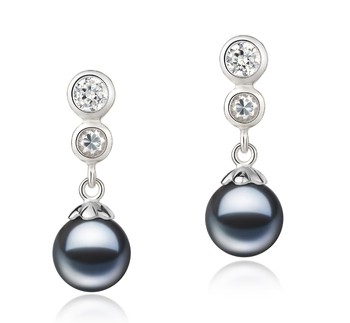 pair of black pearl drop earrings