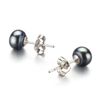 pearl stud earrings in black color