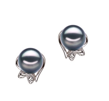 pearl stud earrings in black