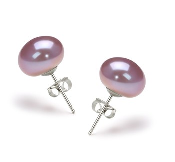 pearl stud earrings in lavender