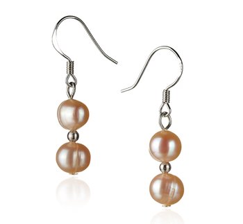 pearl drop earrings in pink