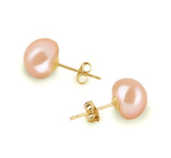 pearl stud earrings in pink color