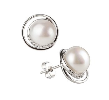 pearl stud earrings in white color