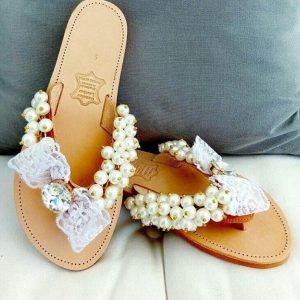 wedding sandals with pearls