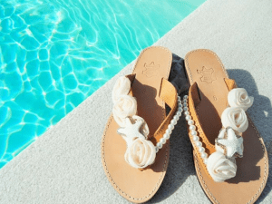 pearl wedding flat sandals