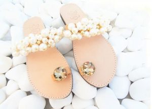 pearl wedding flat sandals
