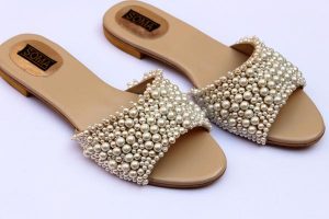 pearl embellished wedding flats