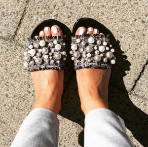 shoes with pearls and rhinestones