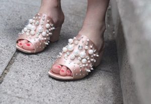 shoes with pearls and rhinestones