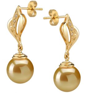 golden south sea pearl earrings