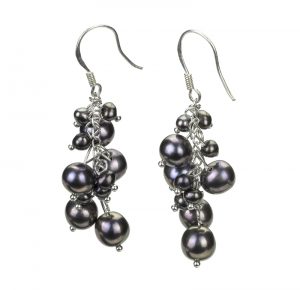 freshwater black pearl earrings