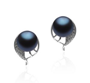 freshwater black pearl earrings