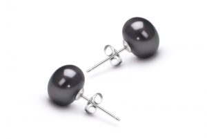 freshwater black pearl earrings