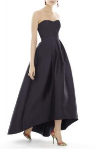 black strapless gown