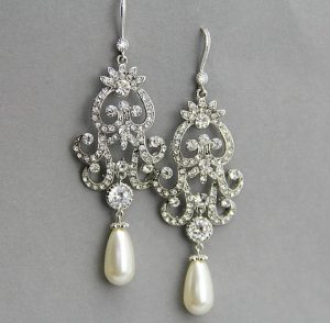 drop pearl earrings with diamonds