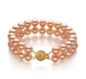 Rosa Doppelstrang-Perlenarmband