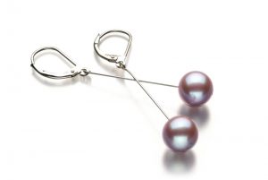 lavender large pearl earrings