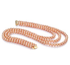 triple pink pearl necklace