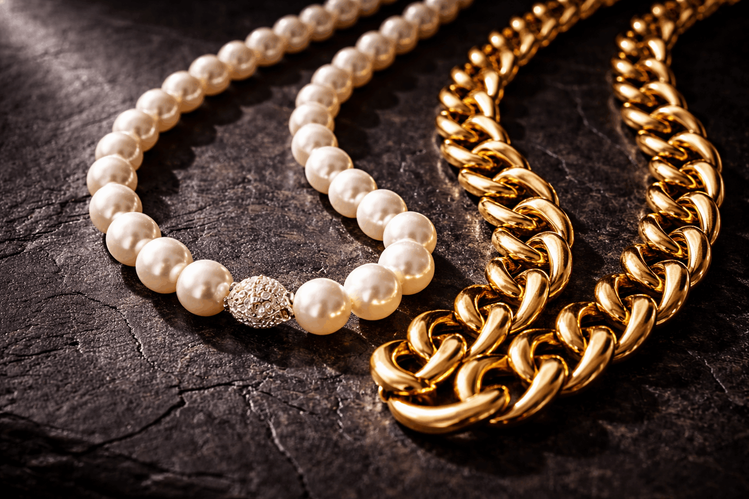 04. Der Layered Pearl Necklace Trend trifft auf Metall