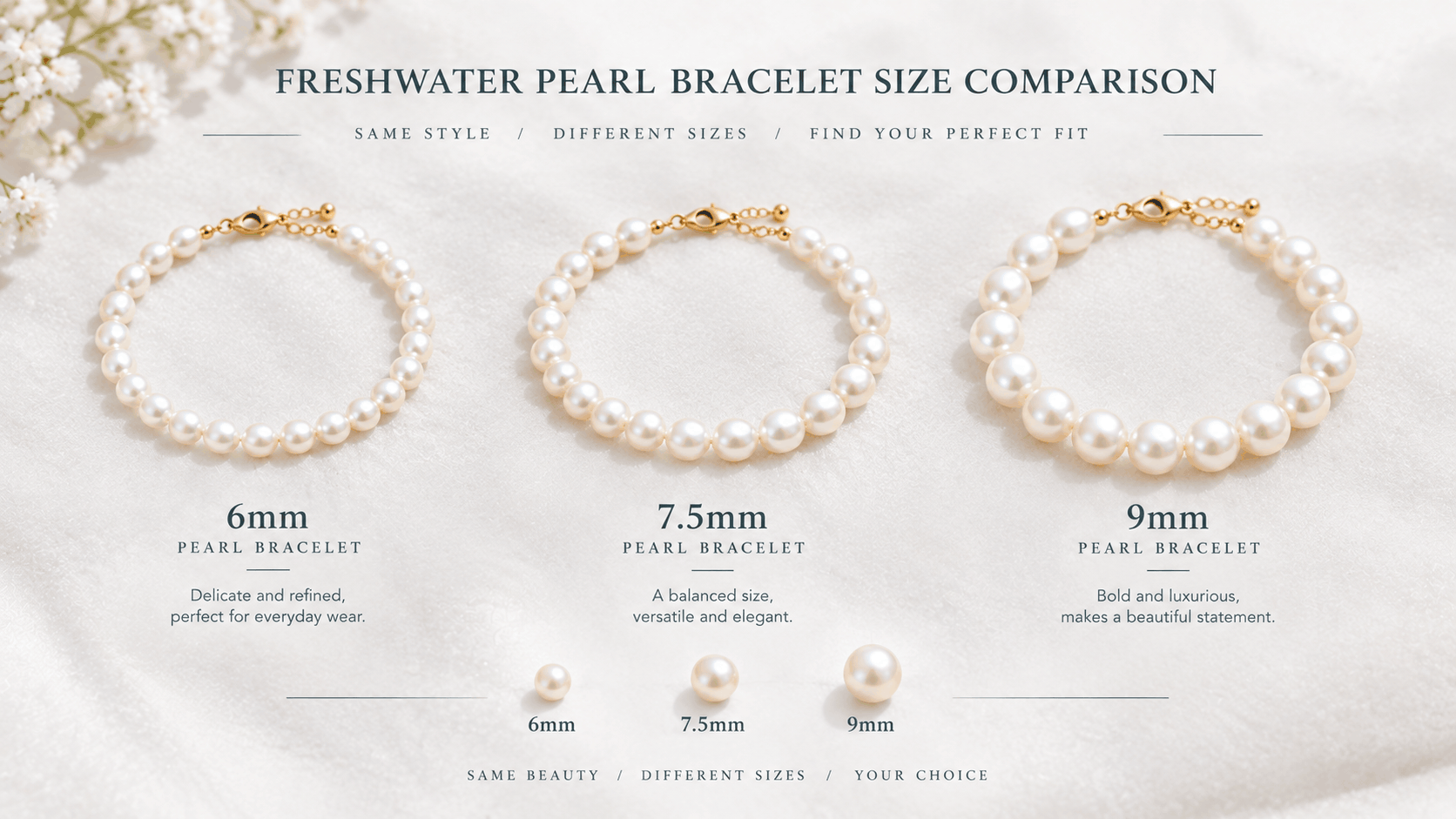 03. Die richtige Größe für ein Süßwasserperlenarmband wählen