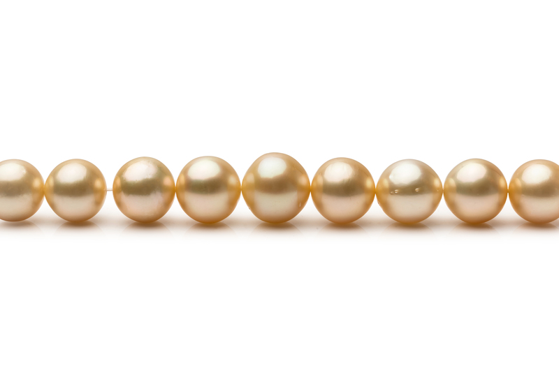 Halskette mit goldfarbenen, 10.1-14.6mm großen Südseeperlen in AA-Qualität , 18-Zoll