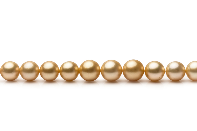 Halskette mit goldfarbenen, 10.4-13.2mm großen Südseeperlen in AAA-Qualität , 18-Zoll