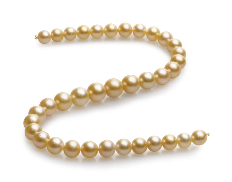 Halskette mit goldfarbenen, 10-13.5mm großen Südseeperlen in AAA-Qualität , 18-Zoll