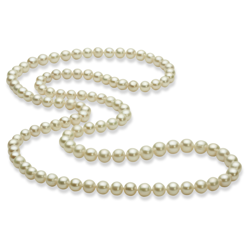 Halskette mit weißen, 6-7mm großen Süßwasserperlen in AA-Qualität , 30 inches