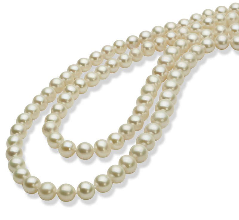 Halskette mit weißen, 6-7mm großen Süßwasserperlen in AA-Qualität , 30 inches