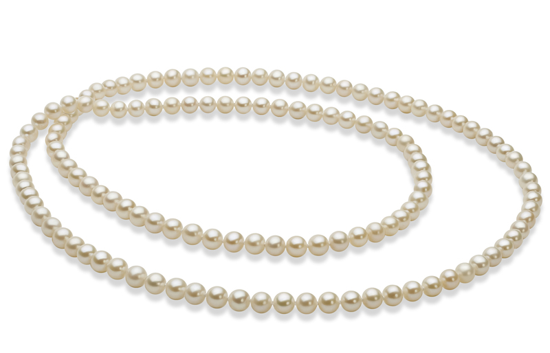 Halskette mit weißen, 5-6mm großen Süßwasserperlen in AAA-Qualität , 30 inches