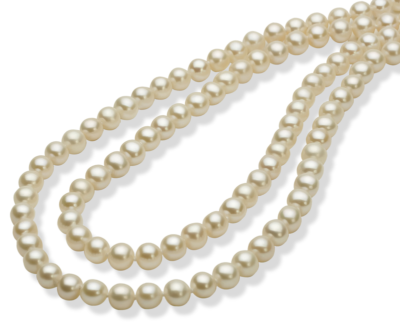 Halskette mit weißen, 5-6mm großen Süßwasserperlen in AAA-Qualität , 30 inches