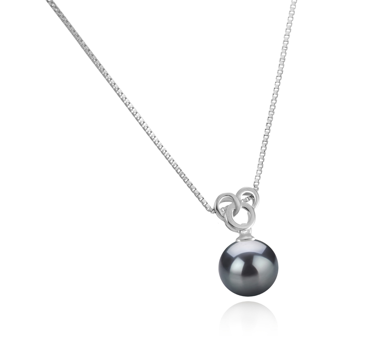 Anhänger mit schwarzen, 9-10mm großen Tihitianischen Perlen in AAA-Qualität , Adelina