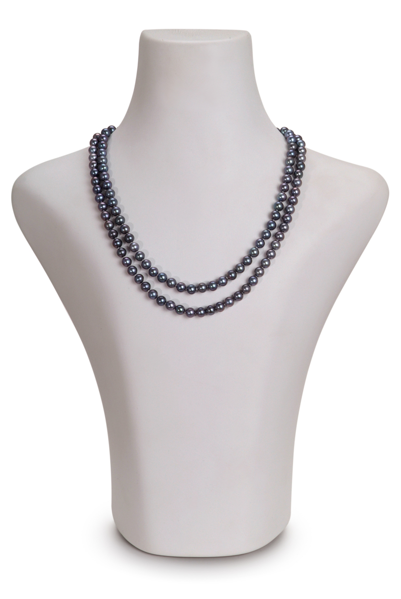 Halskette mit schwarzen, 6-7mm großen Süßwasserperlen in AA-Qualität , Alexandra
