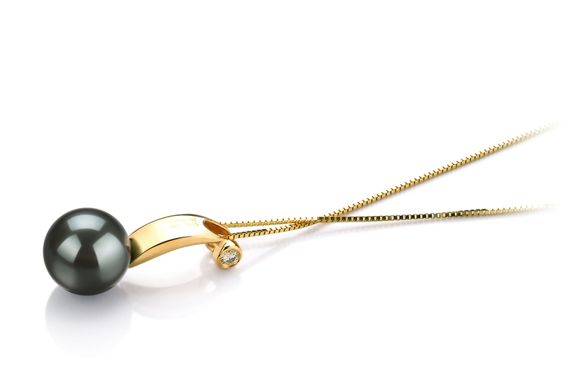 Anhänger mit schwarzen, 8-9mm großen Tihitianischen Perlen in AAA-Qualität , Amadea