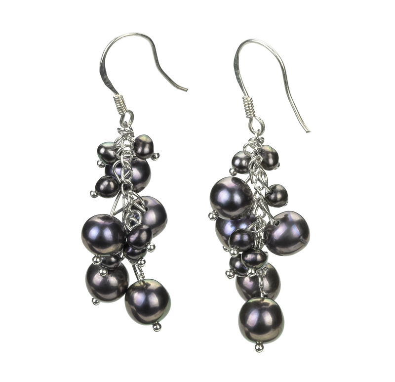 3-7mm A Quality Freshwater Cultured Pearl Earring Pair in Brisa Black