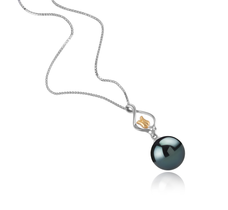 Anhänger mit schwarzen, 11-12mm großen Tihitianischen Perlen in AAA-Qualität , Caresse