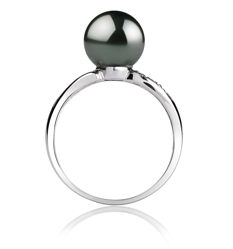 Ring mit schwarzen, 8-9mm großen Tihitianischen Perlen in AAA-Qualität , Caroline