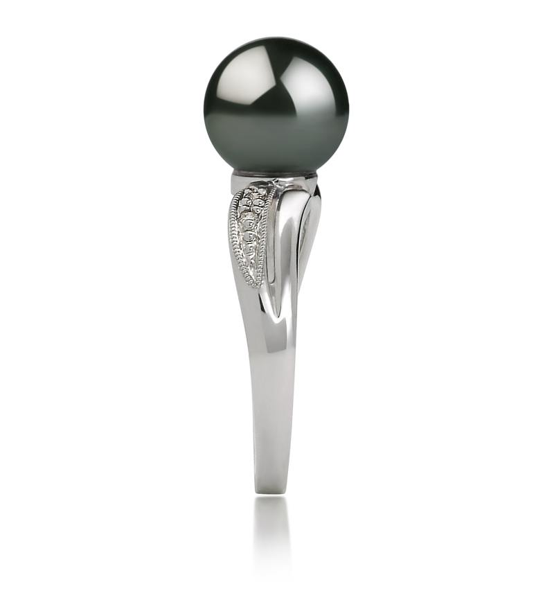 8-9mm AAA Quality Tahitian Cultured Pearl Ring in Caroline Black