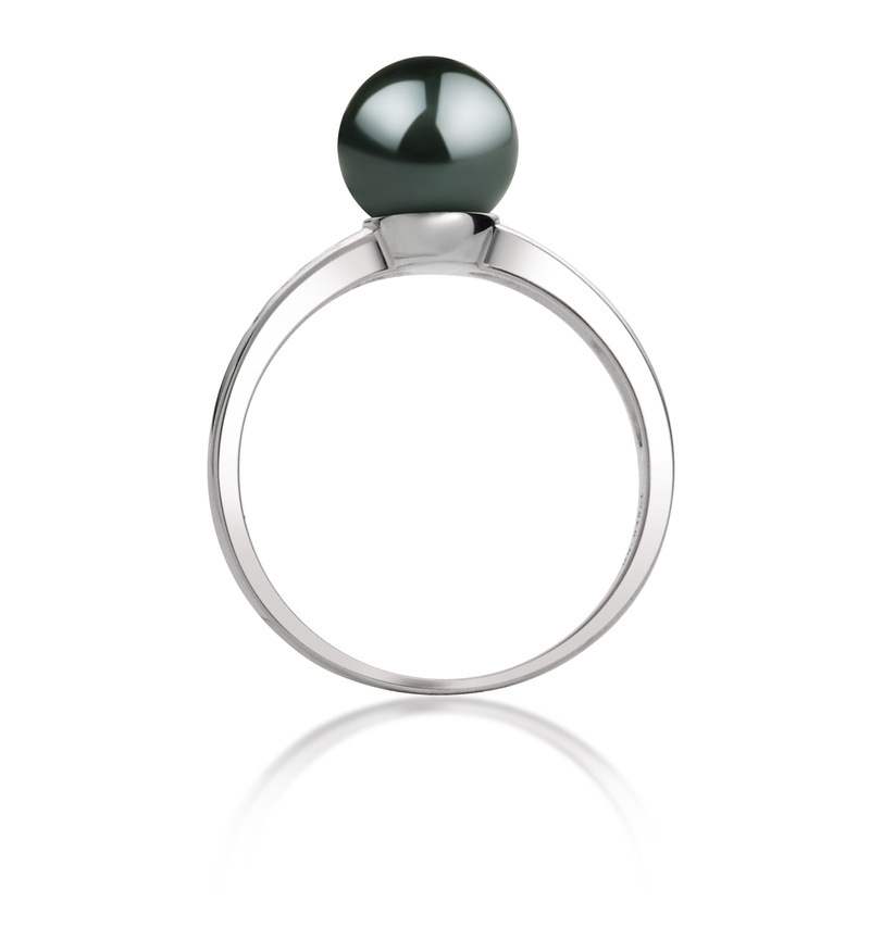 Ring mit schwarzen, 7.5-8mm großen Janischen Akoya Perlen in AAA-Qualität , Cecelia
